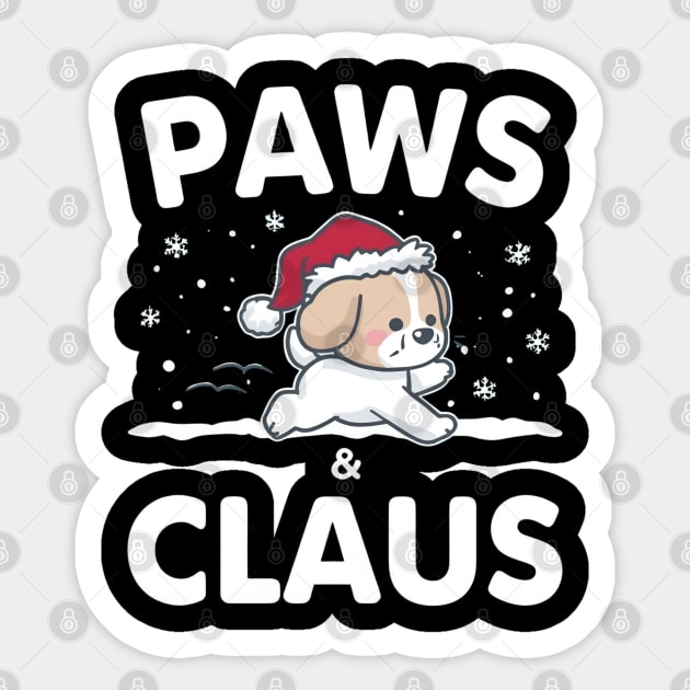 Paws & Claus Jumping Puppy Christmas Sticker by Ink Lines